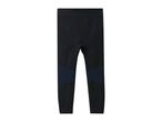 Black thermal leggings with blue stitching and textured panels