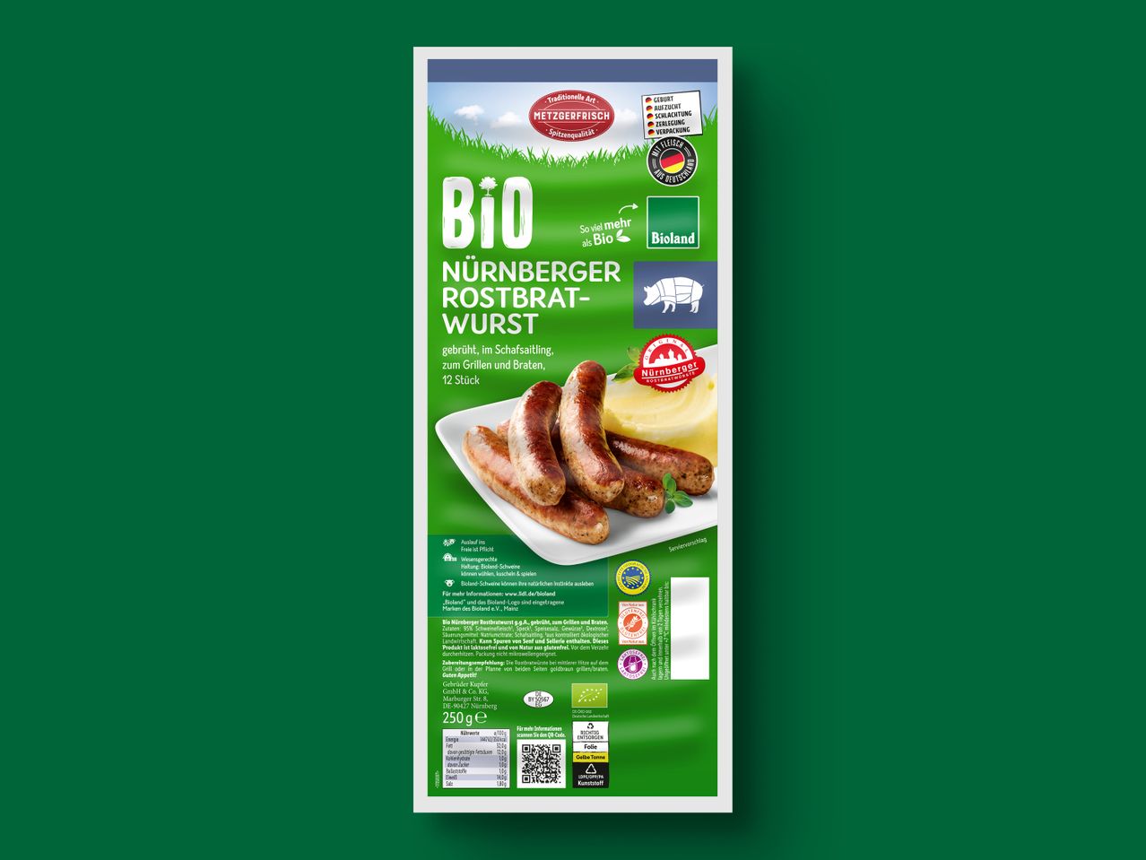 Bioland Bio Nürnberger Rostbratwurst: Grill- und Bratwurst.