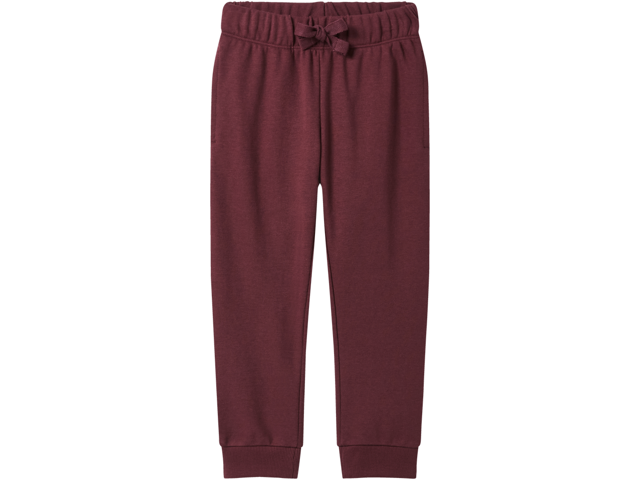 Burgundi värvi laste dressipüksid.