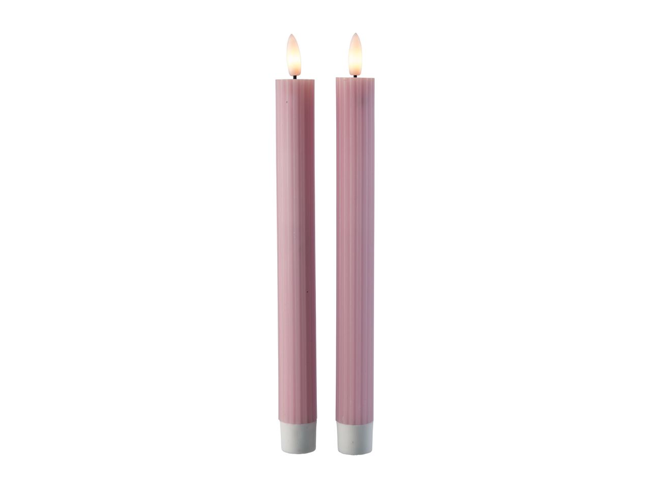 Go to full screen view: Livarno Home LED Real Wax Candles - 2 Pack - Pink - Image 2