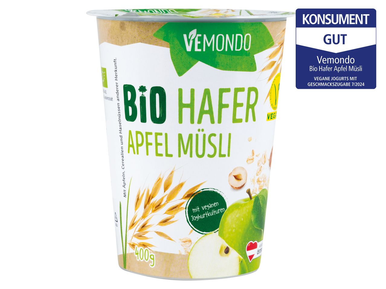 Vemondo Bio Hafer Apfel Müsli mit veganen Joghurtkulturen