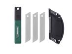 Stanley utility knife with three replacement blades and a blade storage case.