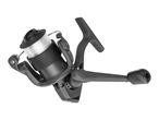Fishing reel with white line on a white background.