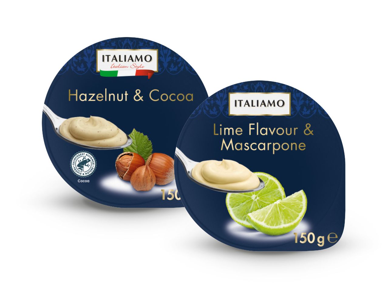 Italiano mascarpone sirevi s okusom lješnjaka i kakaa te limete.