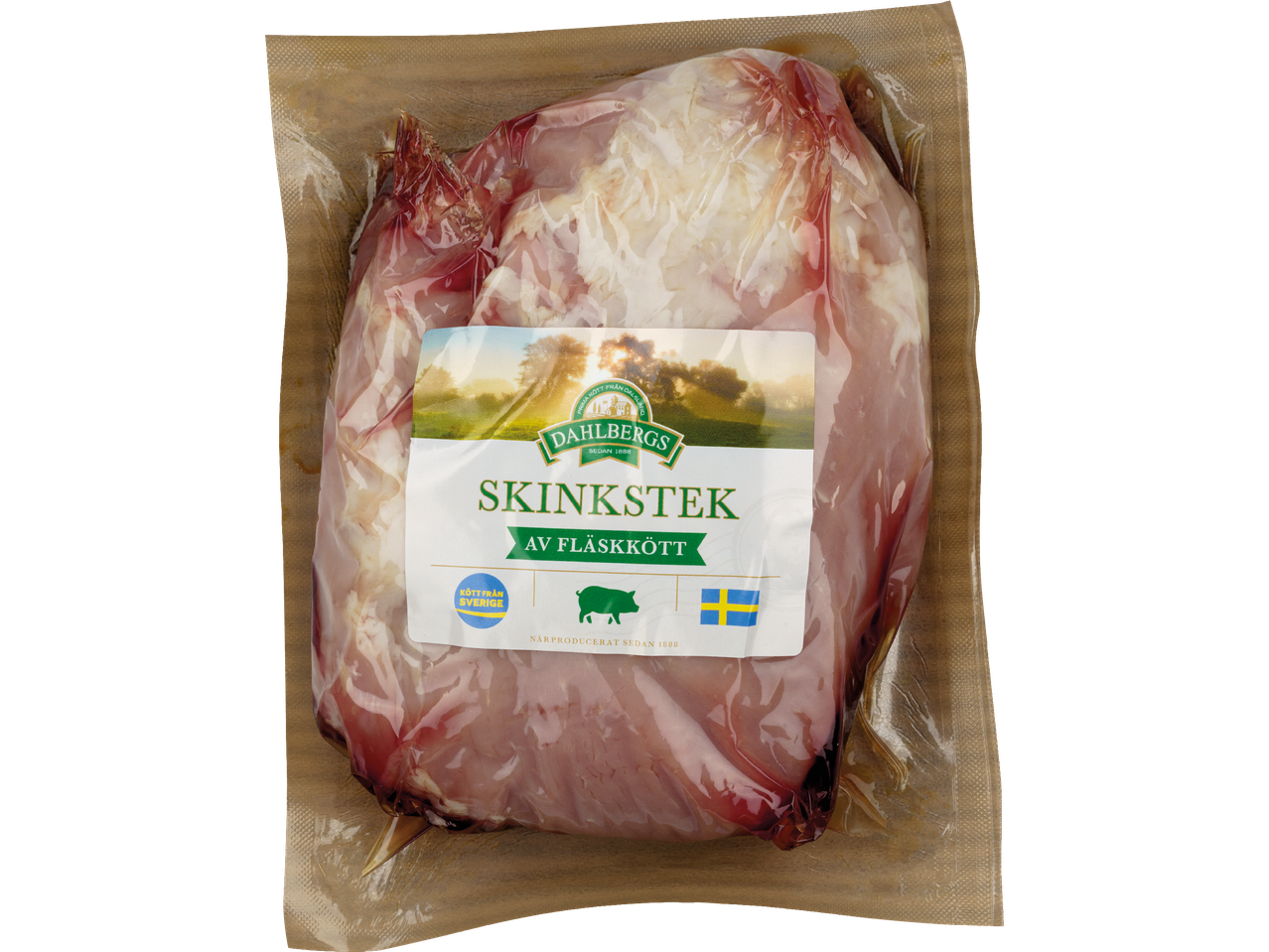 Förpackning med Dahlbergs skinkstek av fläskkött från Sverige.