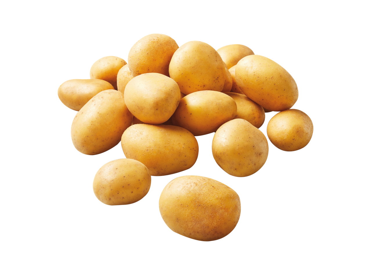 Hrpa svježih, neoguljenih krumpira na crnoj pozadini.