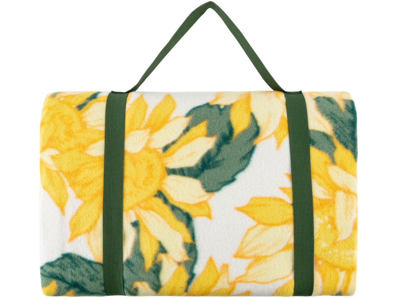 Plaid polaire à motif tournesol avec sangles.