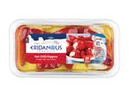 Cridanus brand sweet red peppers in a plastic container.