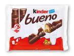Chokoladebarpakke med mælk og hasselnødder, der viser tre barer og en brudt bar med fyld.