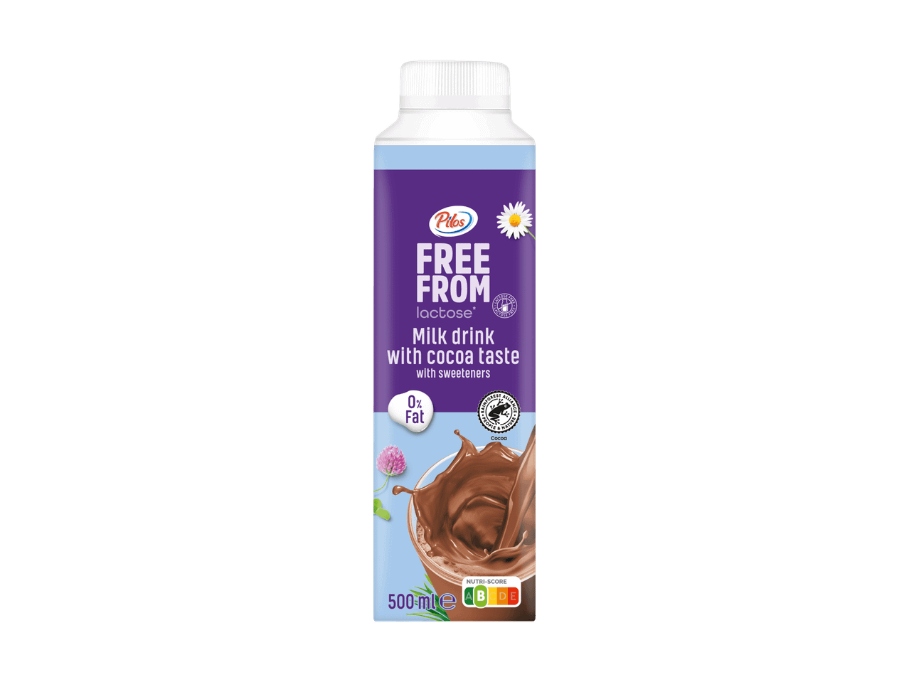 Eine Flasche laktosefreie Schokoladenmilch von Free From.