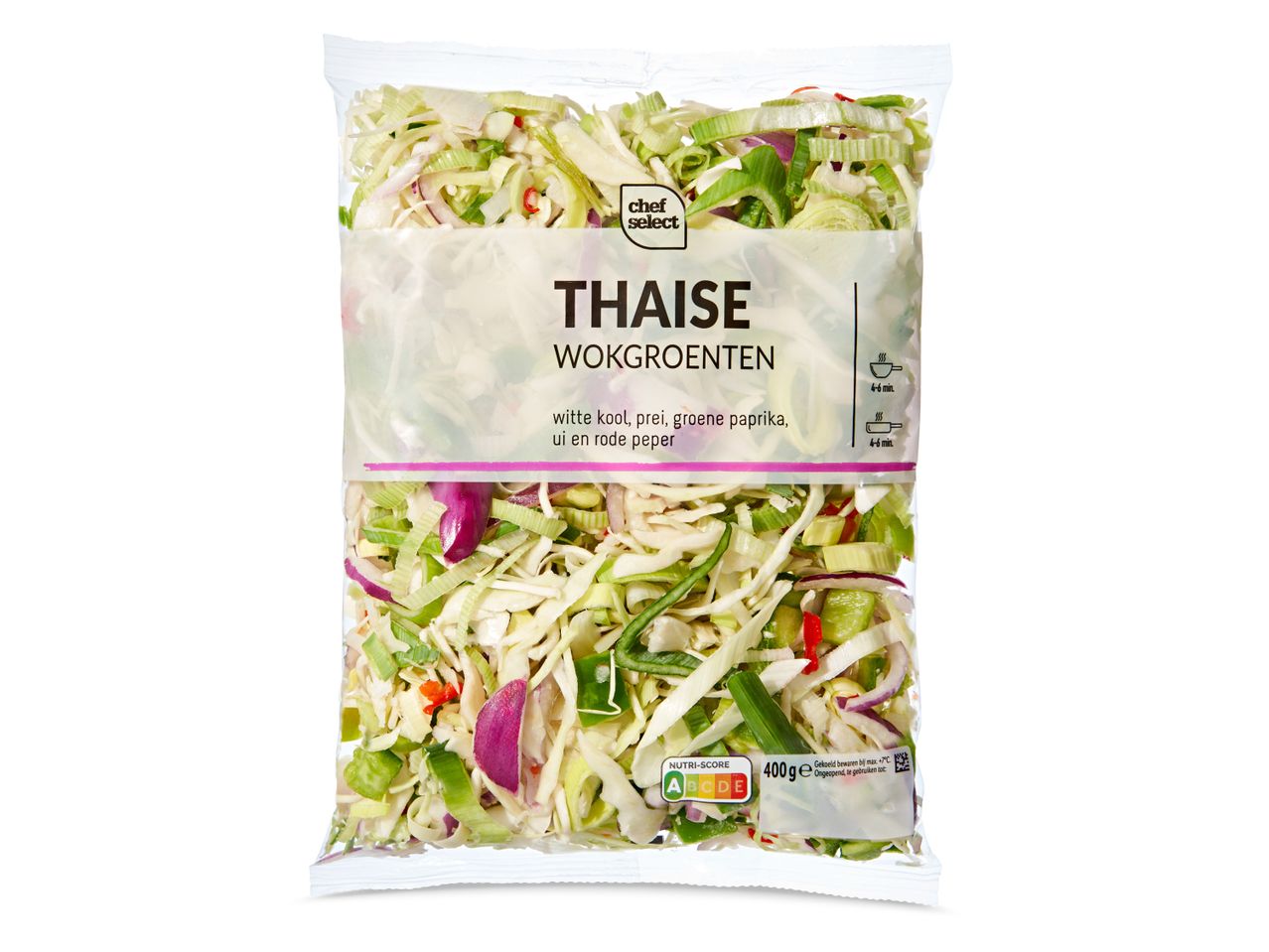Chef Select: Thaise wokgroenten met witte kool, prei en paprika.