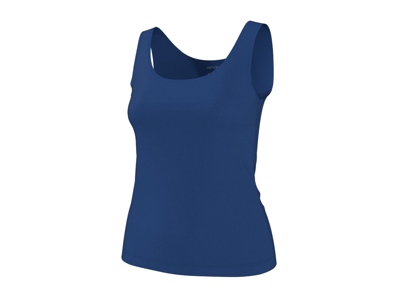 Dark blue women's tank top with a scoop neck, made from a soft, stretchy fabric.