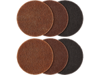 Έξι καφέ και μαύροι λειαντικοί δίσκοι, τοποθετημένοι σε δύο σειρές σε μαύρο φόντο.