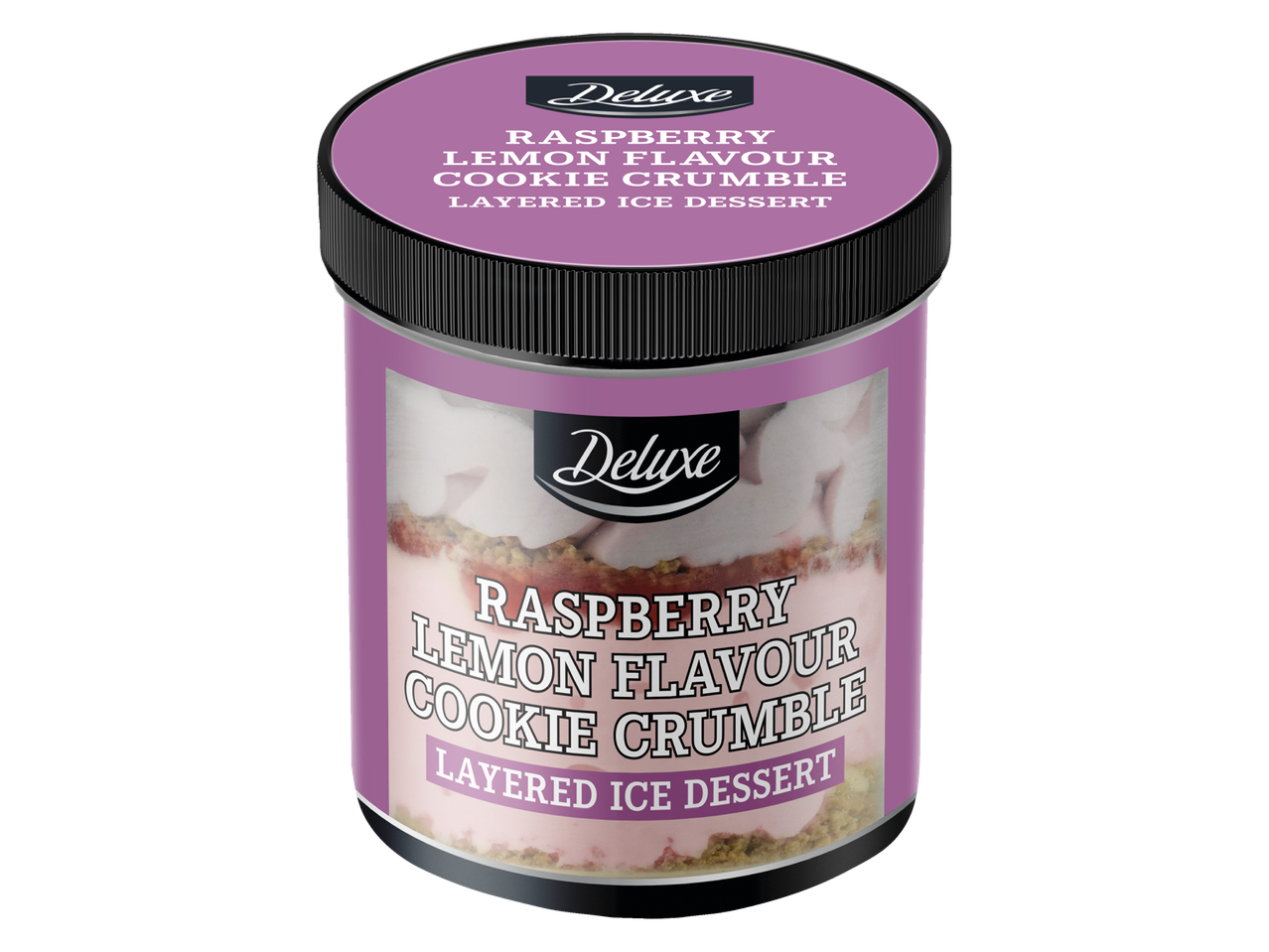 Desert Deluxe: desert înghețat în straturi cu aromă de zmeură și lămâie, cu pesmet.