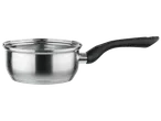 Casserole en acier inoxydable avec poignée noire