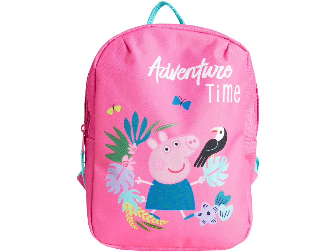 Sac à dos rose Peppa Pig pour enfant, thème tropical, inscription "Adventure Time".
