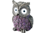 LIVARNO LED-Solarfigur: Coruja decorativa com corpo roxo e olhos brilhantes.