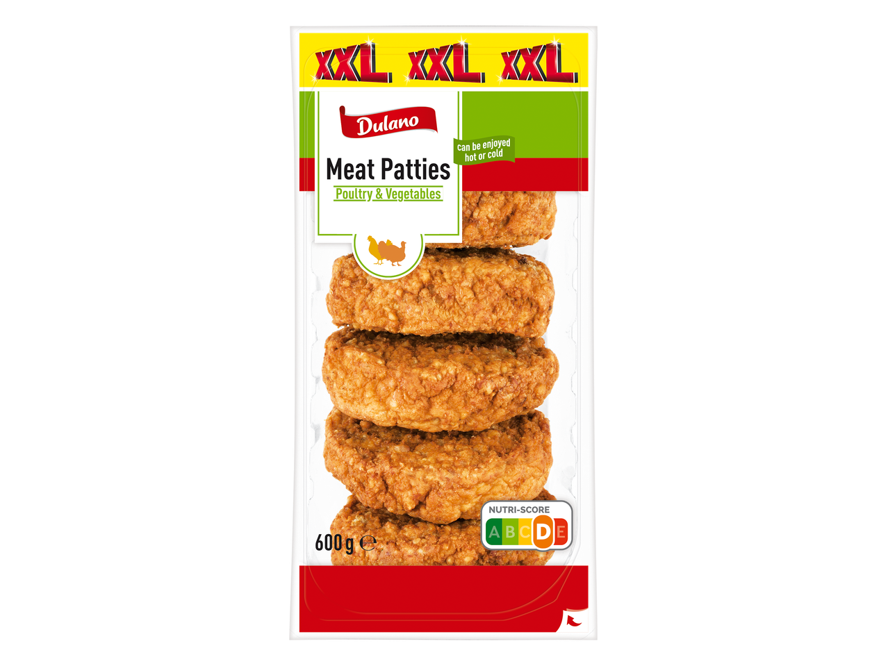 Barquettes de galettes de viande de volaille et légumes, 600g, Nutri-Score D.
