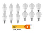 Različne LED žarnice z navojem E27 in oznako energijske učinkovitosti F.