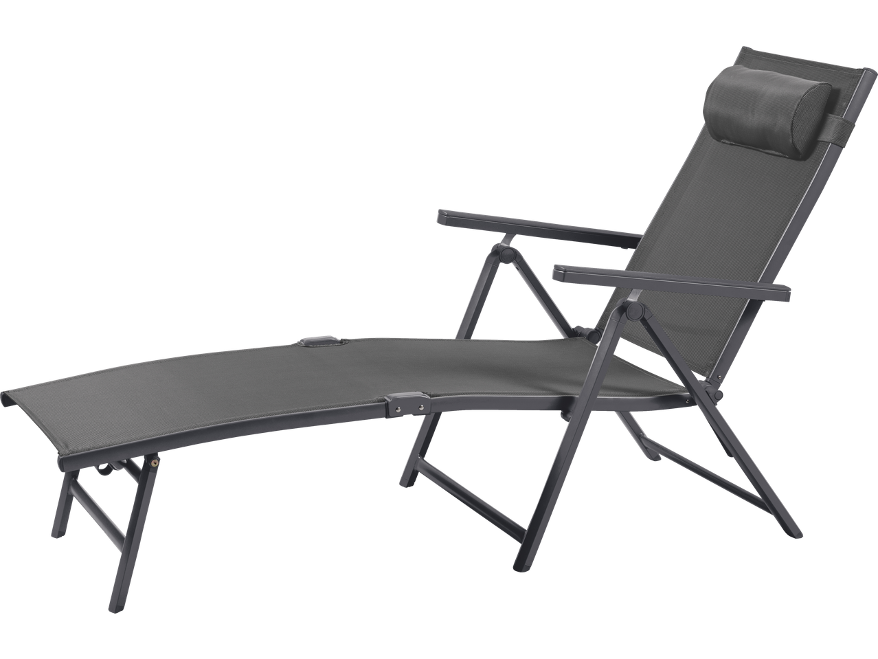 LIVARNO HOME aluminijumska ležaljka u tamno sivoj boji sa jastukom za glavu