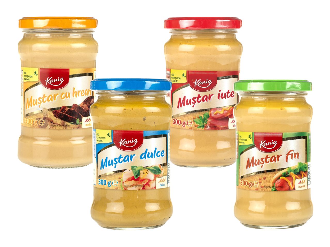 Patru borcane cu sosuri Knorr, diferite arome.