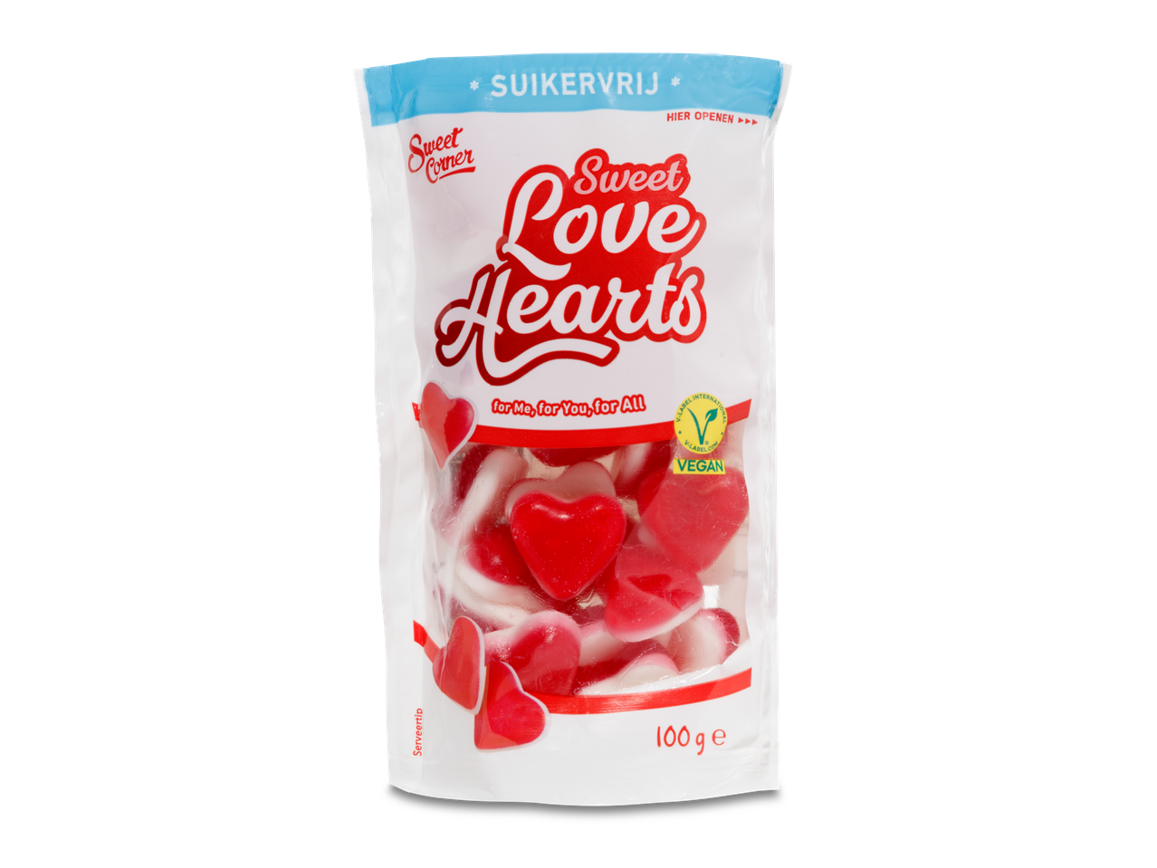 Sweet Corner Sweet Love Hearts: vegan hartjes snoepjes.
