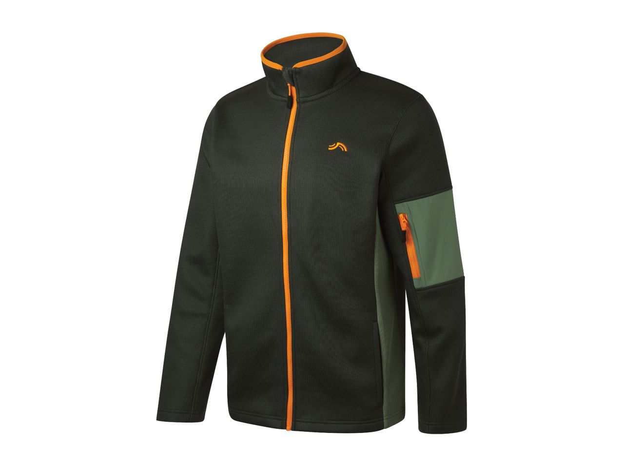 A Regatta men's dark green fleece jacket with orange zipper and olive green accents.
