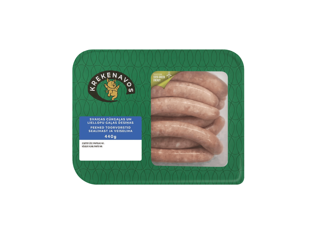Šviežios kiaulienos ir jautienos dešrelės, 440 g