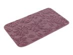 Rectangular purple bath mat with an embossed leaf pattern.