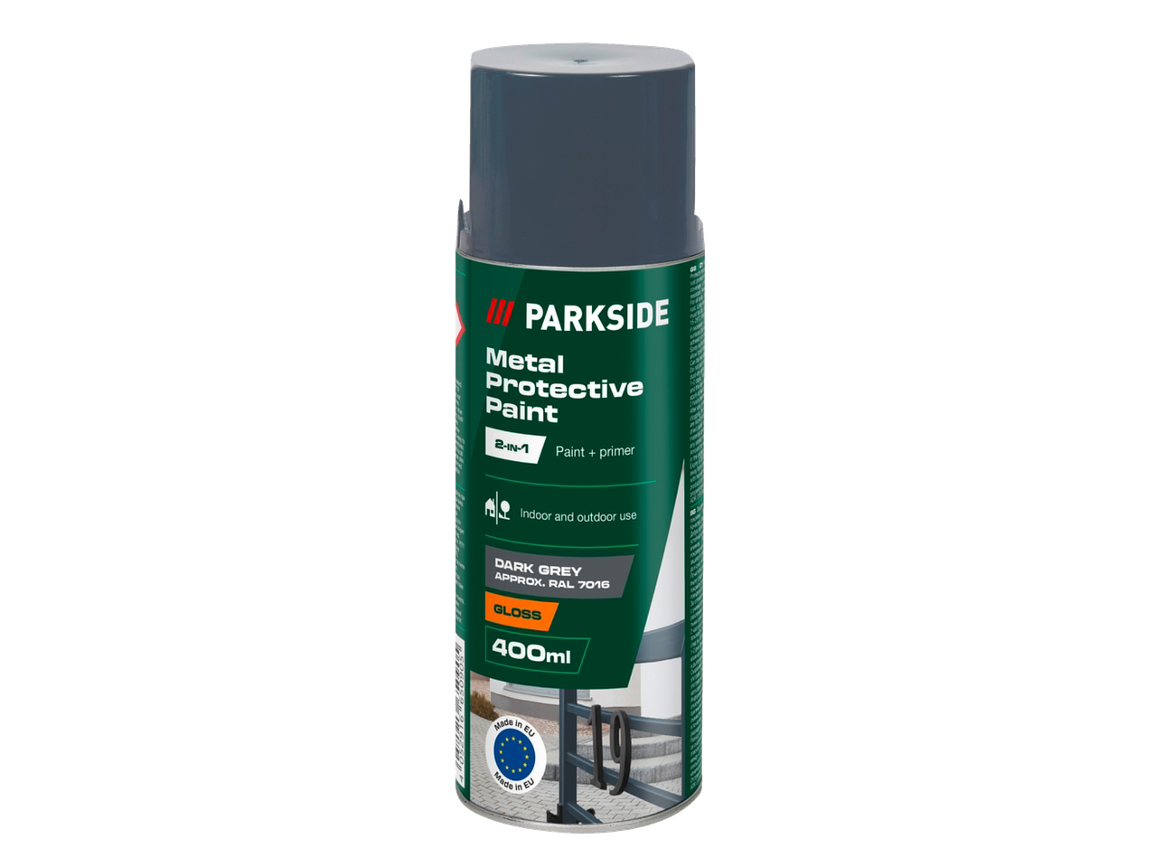 Parkside ochranná barva na kov, tmavě šedá, 400 ml.