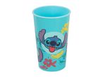 Plastic cup featuring Stitch and tropical flowers.