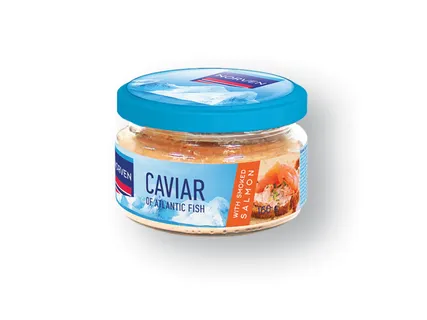 Atlanto žuvų ikrų užtepėlė baltajame padaže su rūkyta lašiša