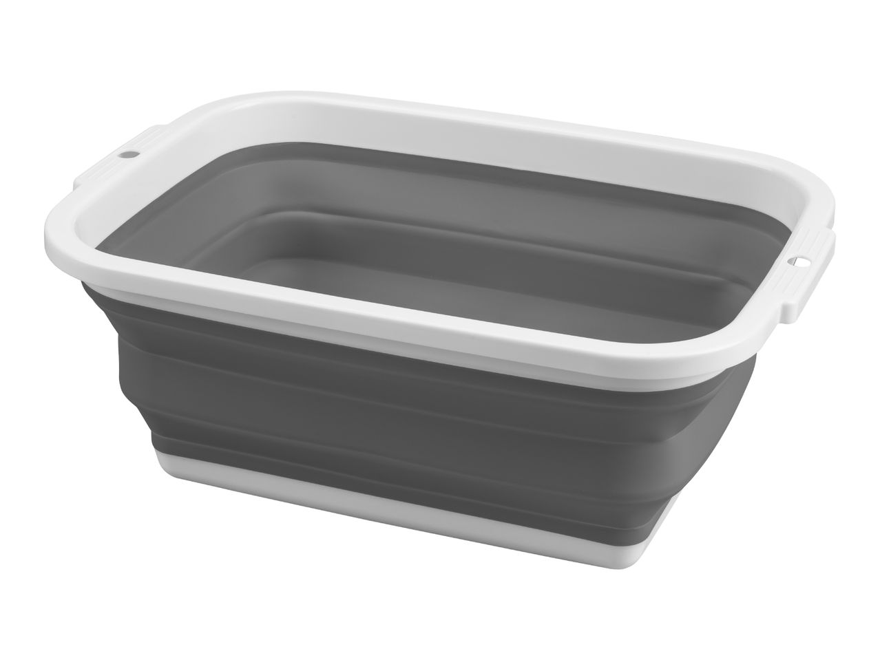 Rectangular collapsible washing up bowl in grey and white