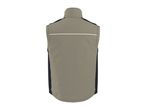 Men's sleeveless jacket in beige with black side panels and a reflective stripe on the back.