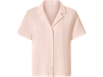 Pijama de muselină ESMARA, cămașă roz deschis cu mânecă scurtă și nasturi.