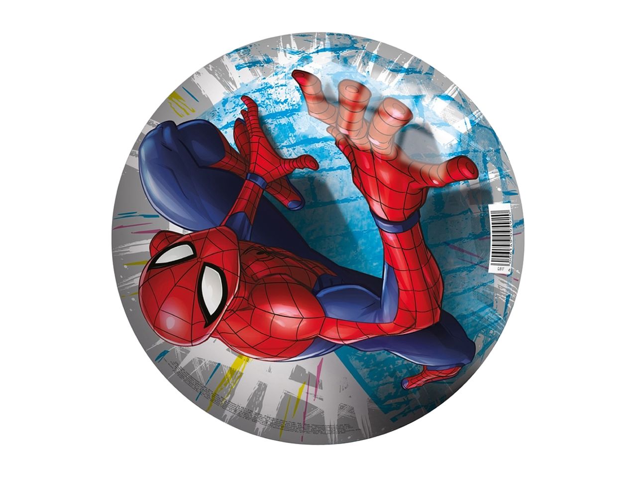 Round plate with a superhero in a red and blue suit, reaching out with one hand.