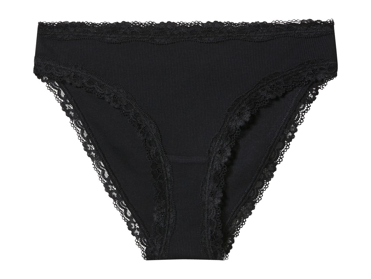 Black ribbed lace trim briefs