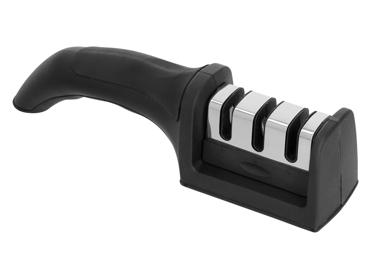 Crni oštrač noževa s tri utora za oštrenje