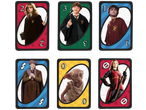 Harry Potter UNO cards featuring Hermione, Ron, Harry, Quirrell, Dobby, and Ginny.