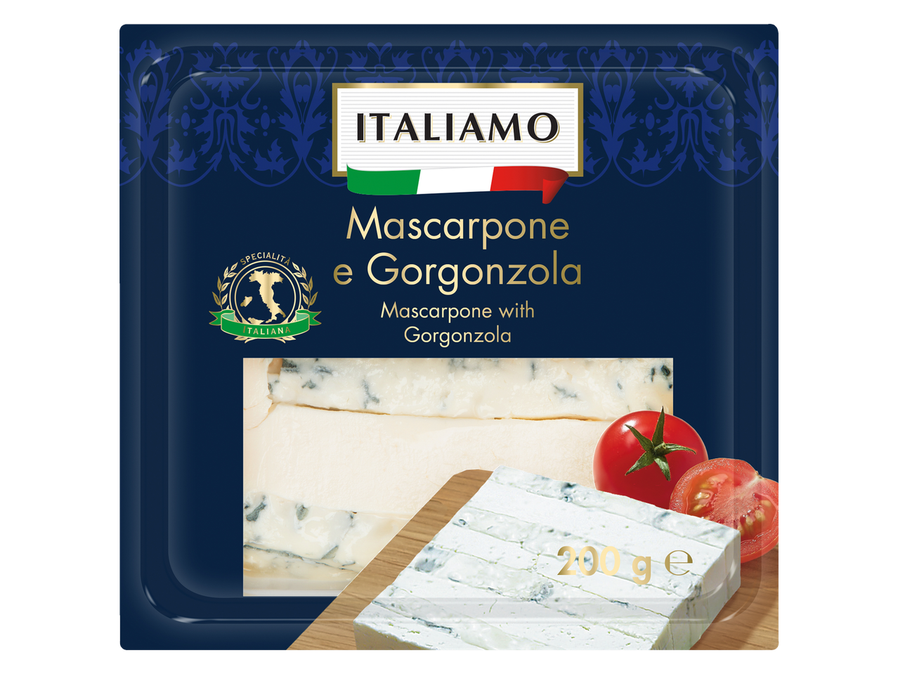 Brânză mascarpone și gorgonzola Italiamo, 200g.