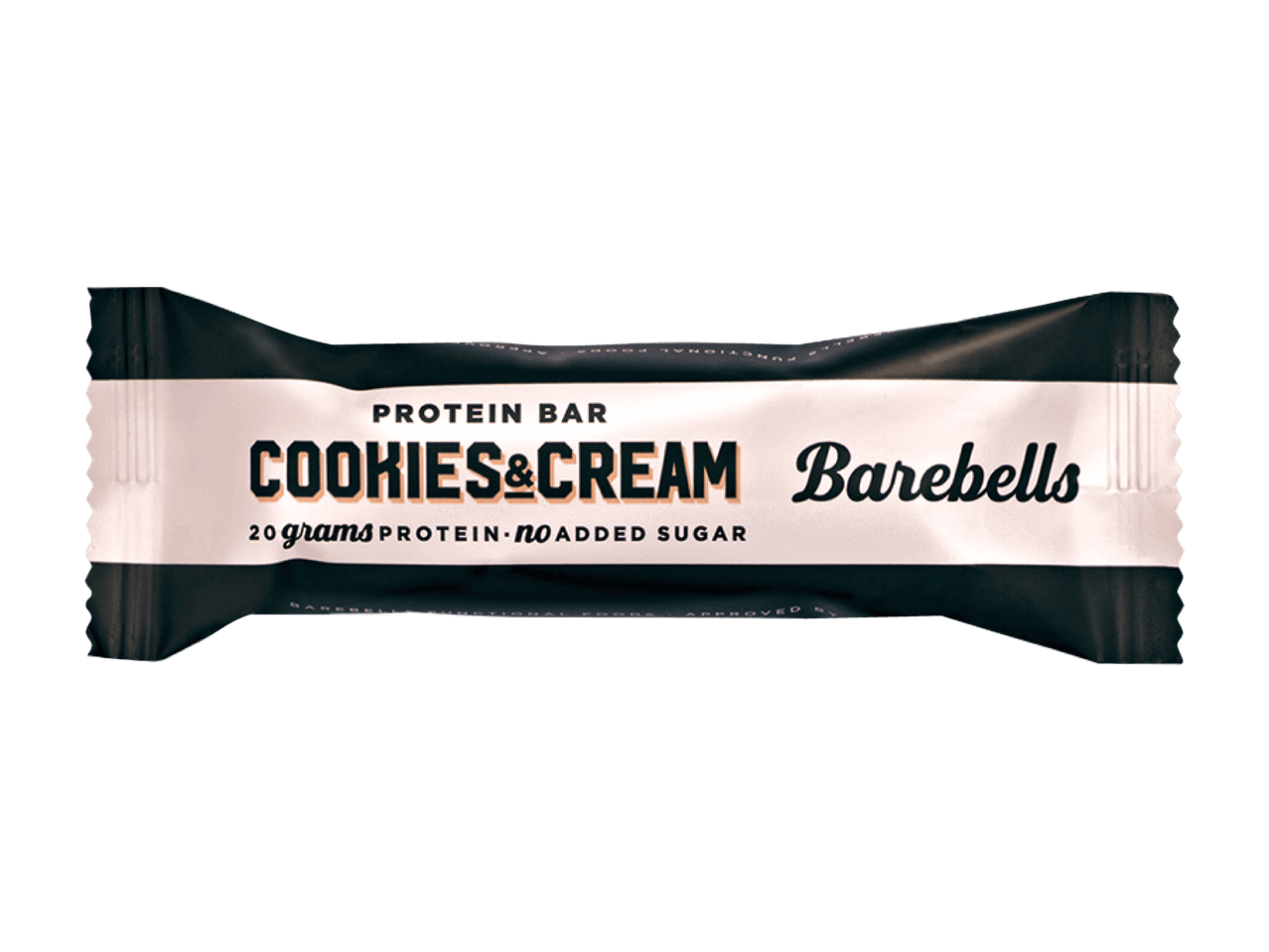 Barre protéinée saveur Cookies & Cream, 20 grammes de protéines, sans sucre ajouté.