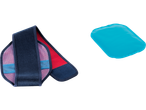 Back support belt and cold pack for pain relief.