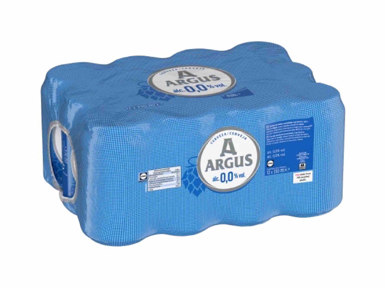 Embalagem de cerveja sem álcool, 12 garrafas de 330 ml.