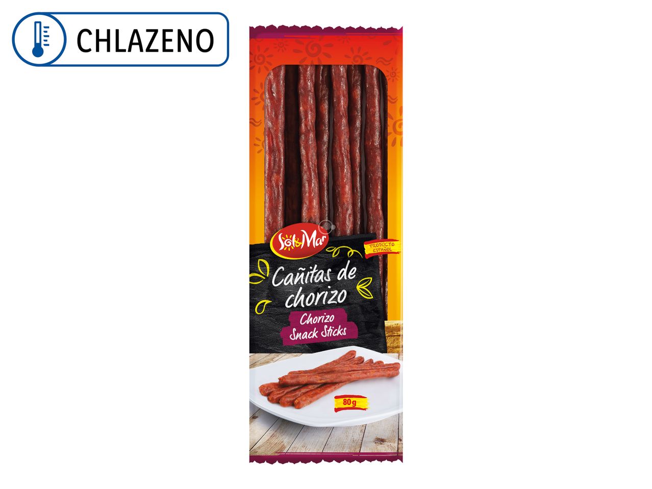 Balení chorizo snack tyčinek Sol y Mar.