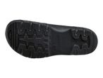 Black work shoe sole with a textured grip pattern and embossed text.