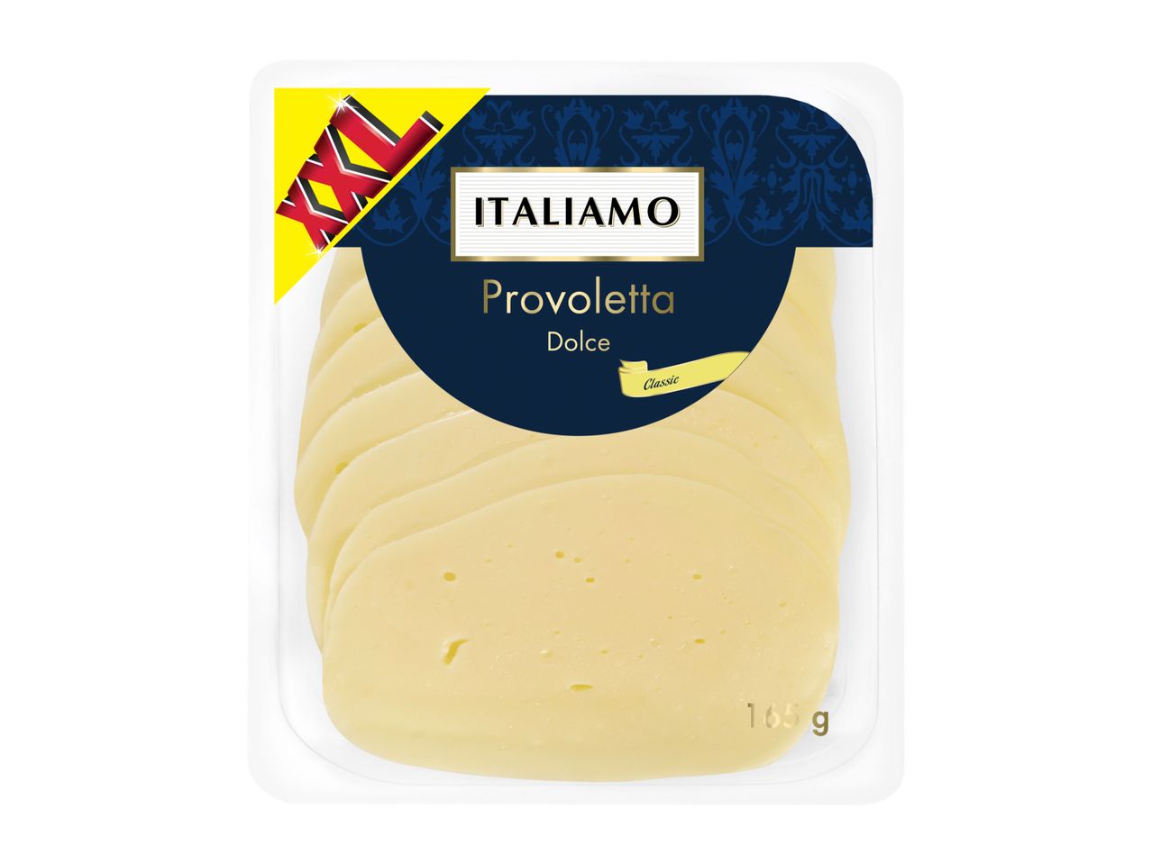 Pack of Italian Provolletta Dolce cheese slices, 165g.