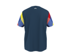 Tricou funcțional CRIVIT pentru bărbați, bleumarin, cu mâneci cu model geometric colorat.