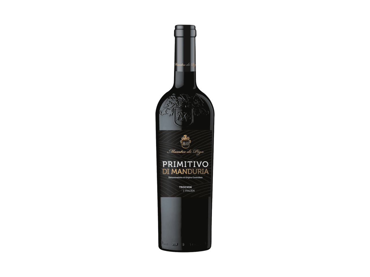 Flasche Rotwein Maestro de Pigo Primitivo di Manduria.
