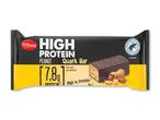 Højprotein jordnøddekvarkbar med 7,8g protein, sukker og sødemiddel, med Rainforest Alliance-certificering.