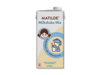 Mælkebaseret milkshake-mix med vaniljesmag, 1 liter, med instruktioner til at tilføje frugt.
